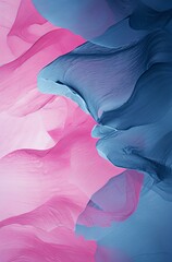Silk-like textures in pink and blue hues evoke gentle motion