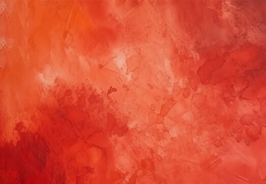 An abstract background of red watercolor, created through brushed strokes that blend and form layers of vibrant colors in the painting.