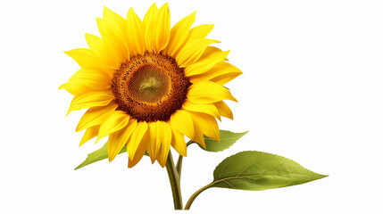 A single sunflower plant in 3D, its bright yellow petals and brown center rendered