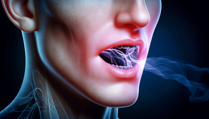 Concept of a Men Experiencing Bad Breath - obrazy, fototapety, plakaty