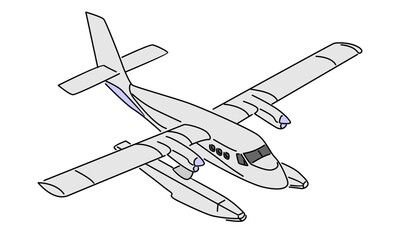 line art color of flying plane vector illustration