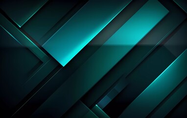 Glowing dark green blue and gray abstract background geometry and layer elements vector. generative ai