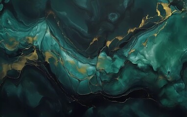 Colorful marble ink. Dark green marble pattern texture abstract background. generative ai