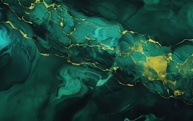 Colorful marble ink. Dark green marble pattern texture abstract background. generative ai