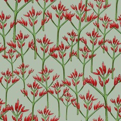 seamless pattern with red flowers