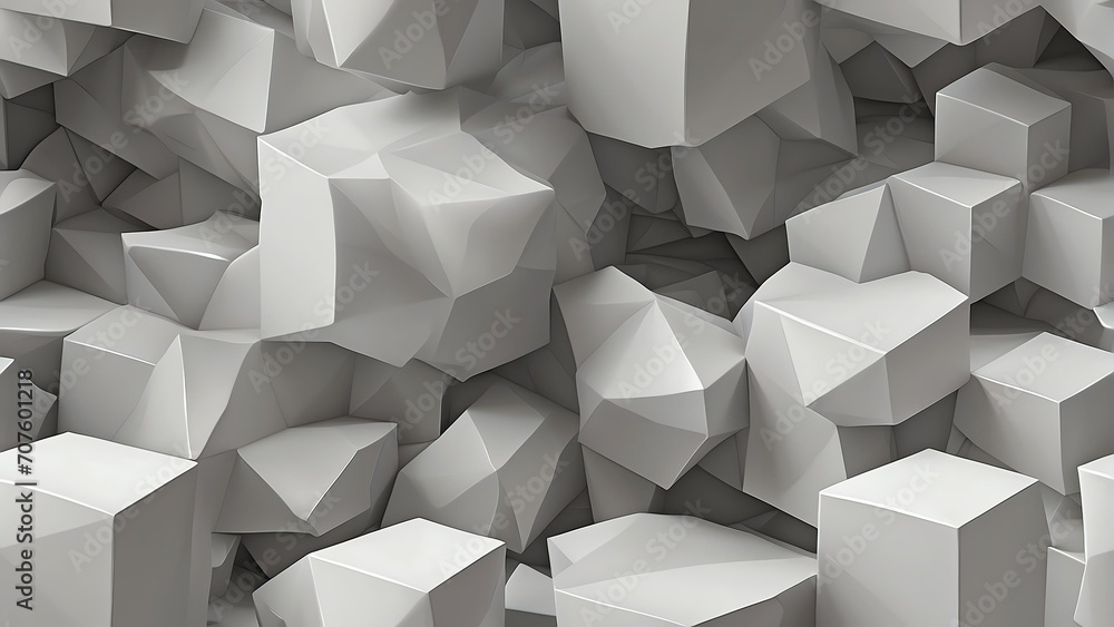 Poster Seamless pattern of an abstract white d interior with polygonal background texture from Generative AI