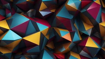 Seamless pattern of an abstract colorful dark d interior with polygonal background texture from Generative AI