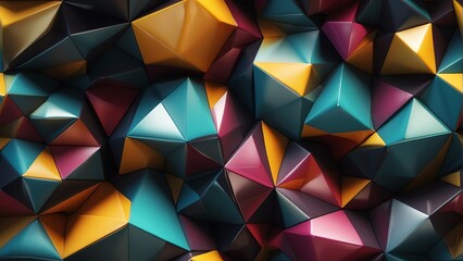Seamless pattern of an abstract colorful dark d interior with polygonal background texture from Generative AI