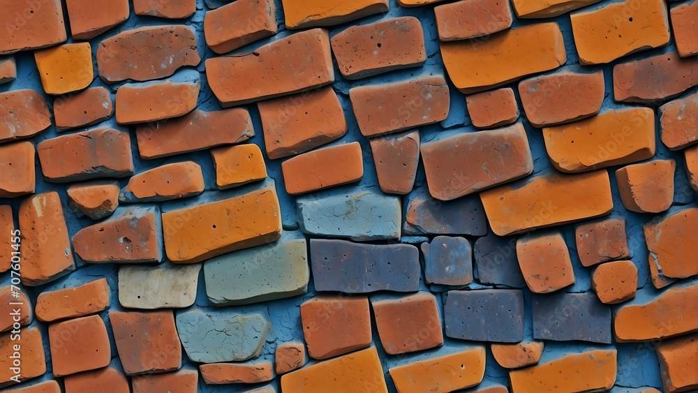 Poster seamless pattern of a detailed old colorful brick wall texture from generative ai
