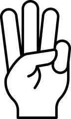 Number 3 Hand Gesture Icon