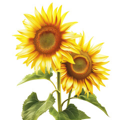 Bright yellow sunflowers, provided as a PNG file with a transparent background, offer a versatile and vibrant element suitable for various digital applications.