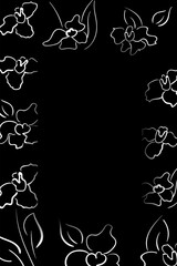 Vector. Hand drawn floral pattern. Vertical background, copy space for text. Template for postcard, wedding and party invitation, flyer, cover, brochure, social media post, magazine, poster, banner.