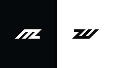 Minimal elegant monogram art logo. Outstanding professional trendy awesome artistic MZ ZW initial based Alphabet icon logo. - obrazy, fototapety, plakaty
