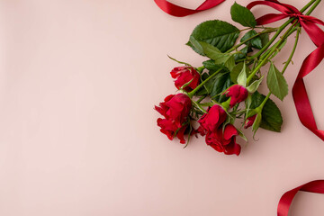 バラとリボンのプレゼントのイメージ