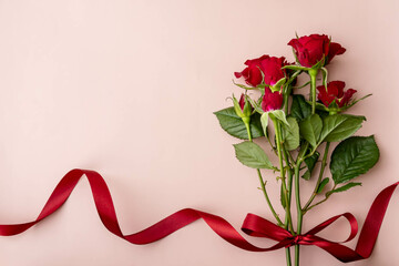 バラとリボンのプレゼントのイメージ
