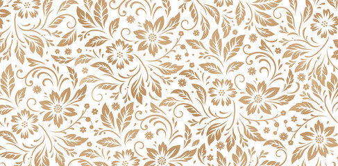 seamless patterned with florals ornaments golden colors isolated white backgrounds for textile wall papers, books cover, Digital interfaces, prints templates material cards invitation, wrapping papers - obrazy, fototapety, plakaty