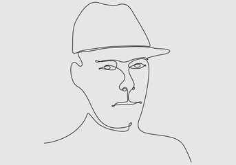 continuous line of hat man vector illustration