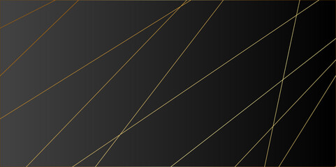 Black abstract background with golden diagonal lines and shadows, luxury and elegant texture elements, modern simple pattern design .