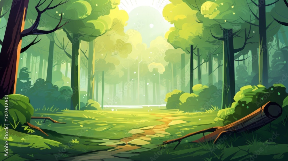 Aufkleber A lush, green forest with towering trees and sunlight filtering through. Generative AI