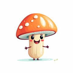 Obraz na płótnie Canvas A playful sprite balancing on a mushroom and laughing joyfully in the air. Generative AI