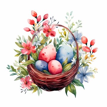 watercolor happy easter clipart style
