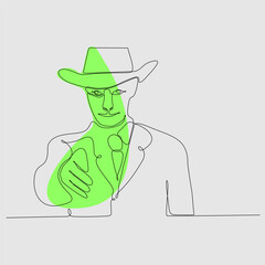 One continuous drawing line portrait of a young man in a hat, cap, baseball cap. .Single hand drawn art line doodle outline isolated minimal illustration cartoon character flat