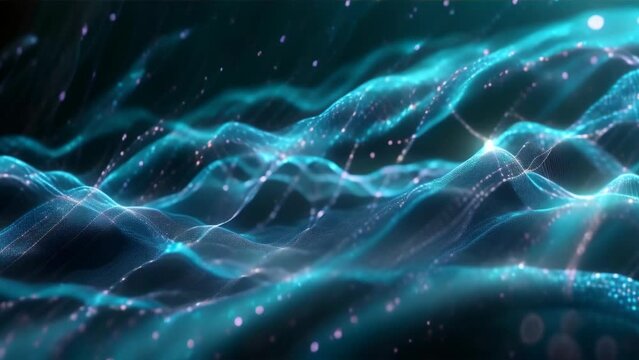 Ripples of light flickering like particles, visualizing principles of quantum mechanics.
