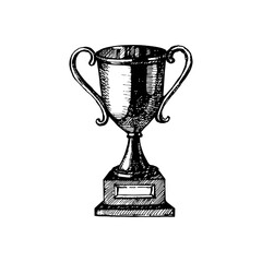 Fototapeta na wymiar Hand drawn sports sketch trophy award. Vector illustration