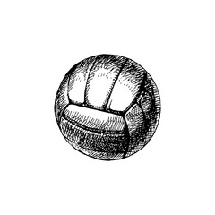Hand drawn sketch sport volleyball ball. Vector illustration