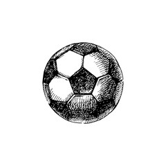 Hand drawn sport sketch football soccer ball. Vector illustration - 707614096