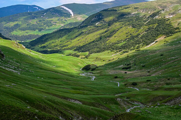 Panoramic view from the Transalpina, Drum national 67C, pass road, famous tourist routes of the...