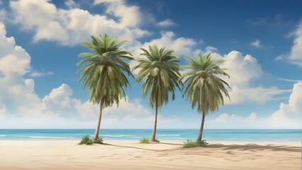 Palm trees on a deserted, dreamy, tropical sand beach1