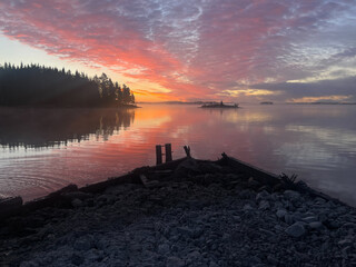 sunrise and reflections