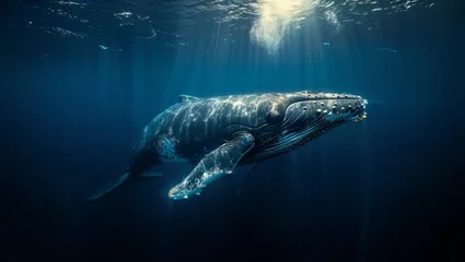 Zelfklevend Fotobehang whale swimming in the ocean © akarawit