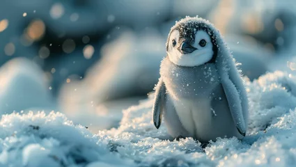 Rolgordijnen penguin in snow © akarawit