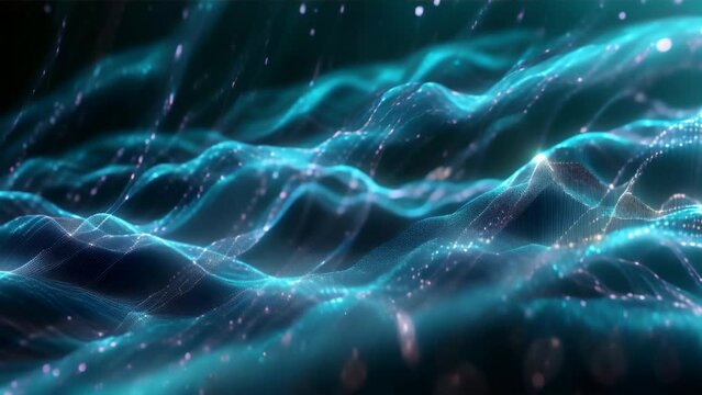 Ripples of light flickering like particles, visualizing principles of quantum mechanics.
