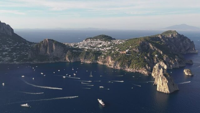 Aerial Footage of Capri Island during day timme. 