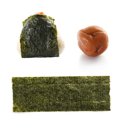 rice ball onigiri with pickled plum and seaweed