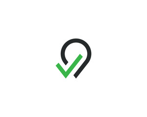 Pin Check Location Logo Concept sign icon symbol Element Design. Tick, Pinpoint Logotype. Vector illustration template - obrazy, fototapety, plakaty