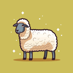 cute Sheep isolated vector silhouette design on yellow background illustration of a sheep