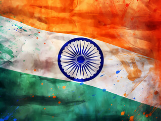 the indian flag with colors on a white background, in the style of bold block prints, layered imagery with subtle irony, intricate imagery, varied brushwork, grandiose color schemes