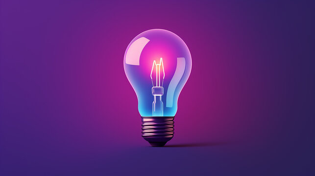 A classic Edison bulb on blue and purple gradient background symbolizing blend of traditional ideas