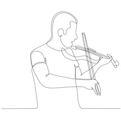 continuous line drawing man playing violin vector illustration