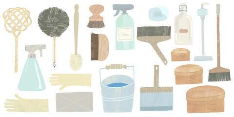 set of cleaning tools - obrazy, fototapety, plakaty