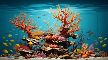 Ecological balance with depictions of coral reefs, marine life, and ocean conservation Generative AI
