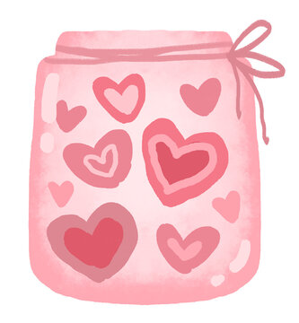 pink heart in a glass jar