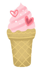 Valentine ice cream cone with heart
