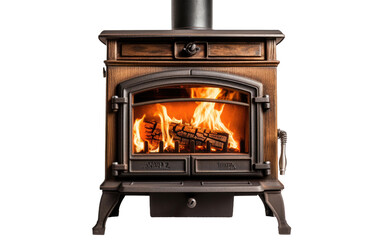 Warm Your Space with the Charm of a Wood Burning Stove on White or PNG Transparent Background.
