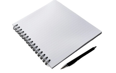 Let Your Thoughts Flow on the Tranquil White Pages of this Notebook on White or PNG Transparent Background.