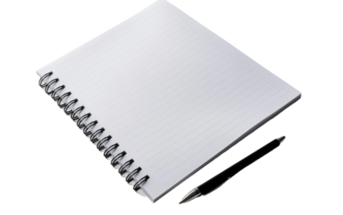 Let Your Thoughts Flow on the Tranquil White Pages of this Notebook on White or PNG Transparent Background.